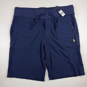 Polo Ralph Lauren Mens Large Cotton Mesh Knit Jersey Shorts Navy Blue Vintage